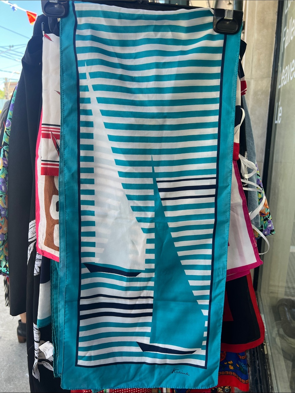 Vintage Striped Teal Sailboat Scarf